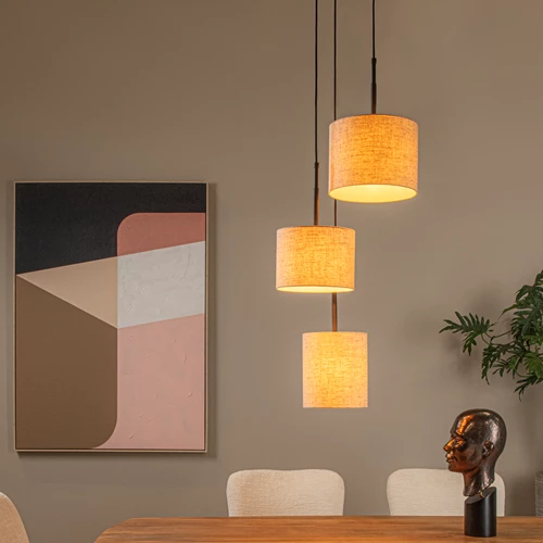 Lucide MAYA - Hanglamp - Ø 46 cm - 3xE27 - Beige - sfeer 1